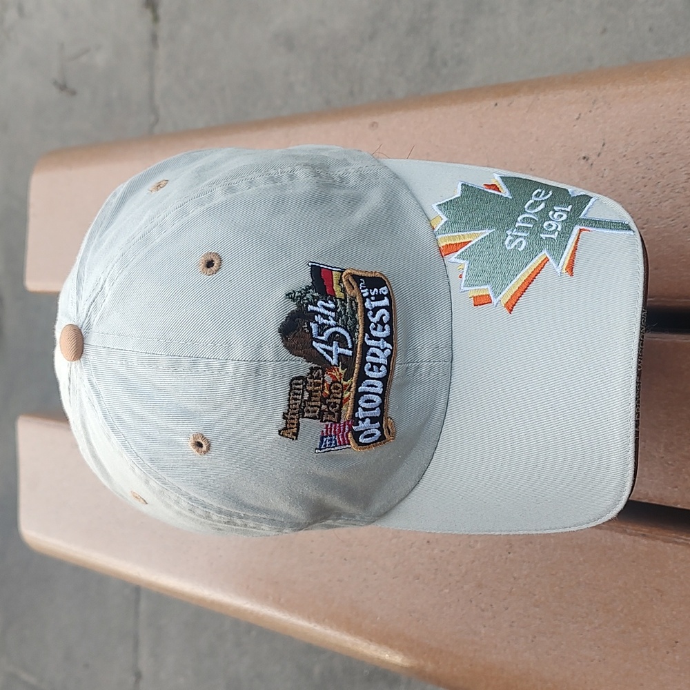 Autumn Bluffs Echo 45th Oktoberfest USA Adjustable Strap-on Hat Cap Beige